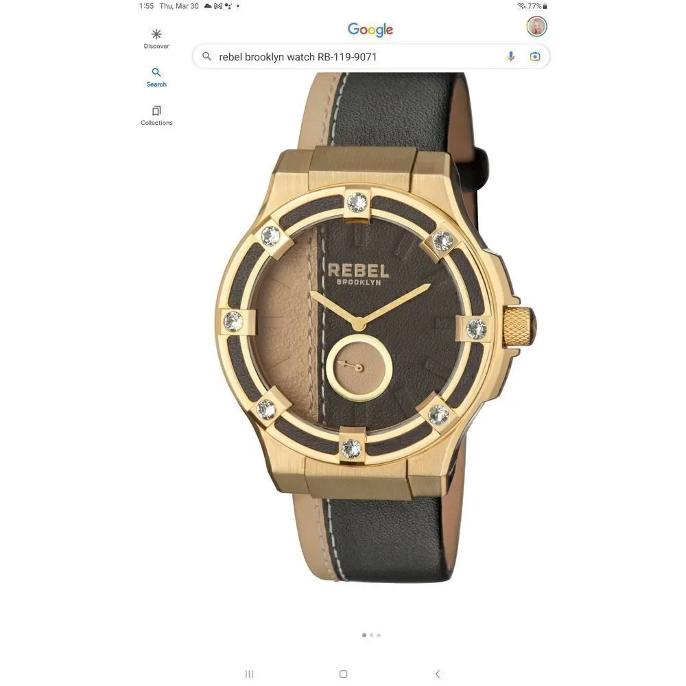 NEW~Women's Rebel Brooklyn Flatbush Black/Gold Dial Watch~$408 Retail